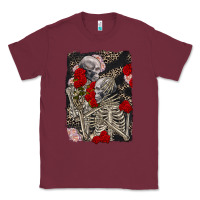 Burgundy Two skeletons hugging Valentine's Day Classic Tee - FaDigitalArtStudio