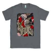 Charcoal Heather Two skeletons hugging Valentine's Day Classic Tee - FaDigitalArtStudio