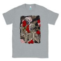 Heather Grey Two skeletons hugging Valentine's Day Classic Tee - FaDigitalArtStudio