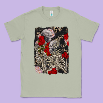 Two Skeletons Hugging Valentine's Day Classic Tee Designed By Fadigitalartstudio
