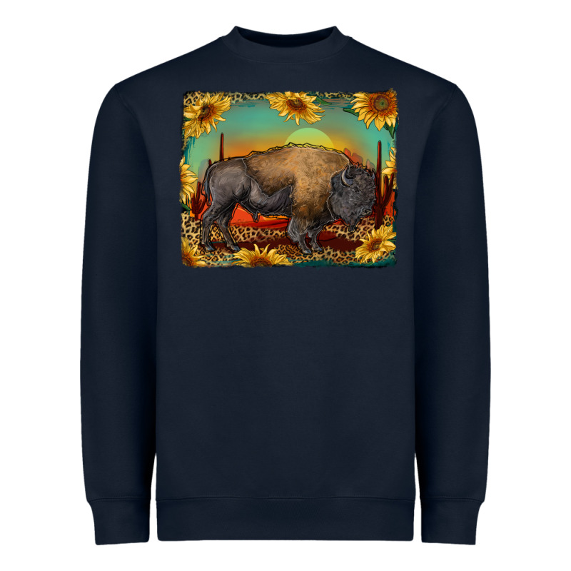 Western Bison With Sunset Background Heavyweight Sweatshirt by RanaPortraitStore | Teevron