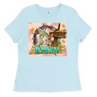 Baby Blue Easter Day He is risen 20oz skinny Ladies Tee - LillyAllenDesigns