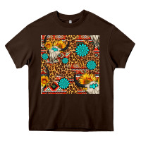 Chocolate Brown western aztec bull skull seamless pattern Heavy Core Tee - FaDigitalArtStudio