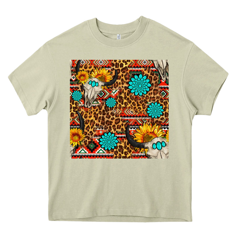 Western Aztec Bull Skull Seamless Pattern Heavy Core Tee by FaDigitalArtStudio | Teevron