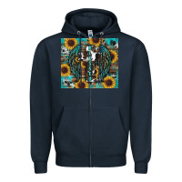 Navy western blessed sunflower's Zipper Hoodie - RanaPortraitStore