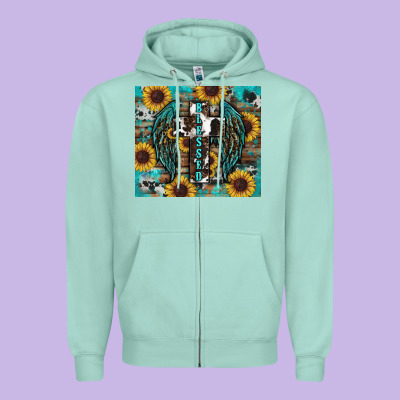 Western Blessed Sunflower's Zipper Hoodie Designed By Ranaportraitstore