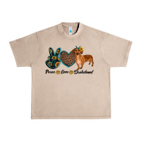 French Oak peace love dachshund Urban Heavy Tee - RanaPortraitStore