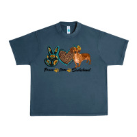 Midnight Navy peace love dachshund Urban Heavy Tee - RanaPortraitStore