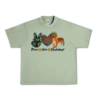 Oil Green peace love dachshund Urban Heavy Tee - RanaPortraitStore