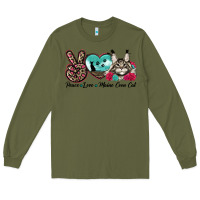 Army Green peace love maine coon cat Long Sleeve Tee - LillyAllenDesigns