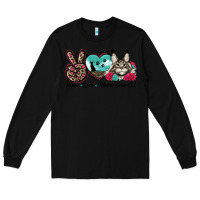 Black peace love maine coon cat Long Sleeve Tee - LillyAllenDesigns