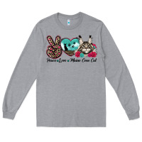 Heather Grey peace love maine coon cat Long Sleeve Tee - LillyAllenDesigns
