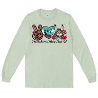 Matcha peace love maine coon cat Long Sleeve Tee - LillyAllenDesigns