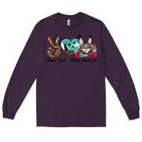 Plum peace love maine coon cat Long Sleeve Tee - LillyAllenDesigns