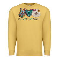 Antique Gold peace love pomeranian Premium Sweatshirt - RanaPortraitStore