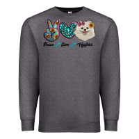 Charcoal Heather peace love pomeranian Premium Sweatshirt - RanaPortraitStore