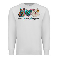 Dove Grey peace love pomeranian Premium Sweatshirt - RanaPortraitStore