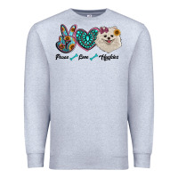 Heather Grey peace love pomeranian Premium Sweatshirt - RanaPortraitStore