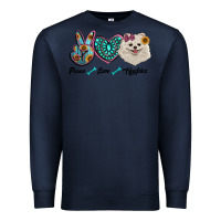 Navy peace love pomeranian Premium Sweatshirt - RanaPortraitStore