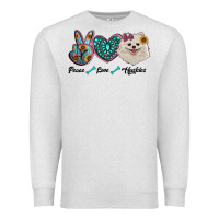Oatmeal Heather peace love pomeranian Premium Sweatshirt - RanaPortraitStore