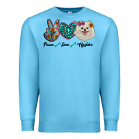 Ocean Blue peace love pomeranian Premium Sweatshirt - RanaPortraitStore