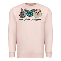 Pale Pink peace love pomeranian Premium Sweatshirt - RanaPortraitStore