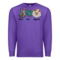 Purple peace love pomeranian Premium Sweatshirt - RanaPortraitStore