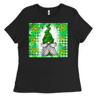 Black St. Patricks Day Gnome Ladies Tee - CowhideDigitalArt