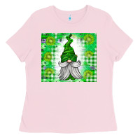 Bubblegum Pink St. Patricks Day Gnome Ladies Tee - CowhideDigitalArt