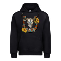 Black bull skull with horseshoe Urban Hoodie - RanaPortraitStore