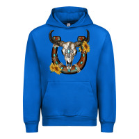 Cobalt bull skull with horseshoe Urban Hoodie - RanaPortraitStore