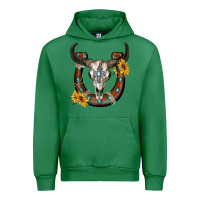 Emerald bull skull with horseshoe Urban Hoodie - RanaPortraitStore