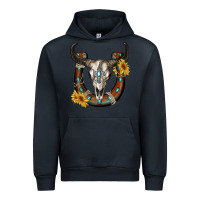Navy bull skull with horseshoe Urban Hoodie - RanaPortraitStore