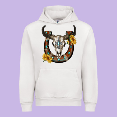 Bull Skull With Horseshoe Urban Hoodie Designed By Ranaportraitstore