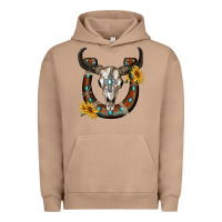 Pigment Burro bull skull with horseshoe Urban Hoodie - RanaPortraitStore
