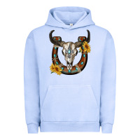 Pigment Grape Ice bull skull with horseshoe Urban Hoodie - RanaPortraitStore