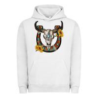 Pigment Lunar Rock bull skull with horseshoe Urban Hoodie - RanaPortraitStore