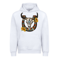 White bull skull with horseshoe Urban Hoodie - RanaPortraitStore