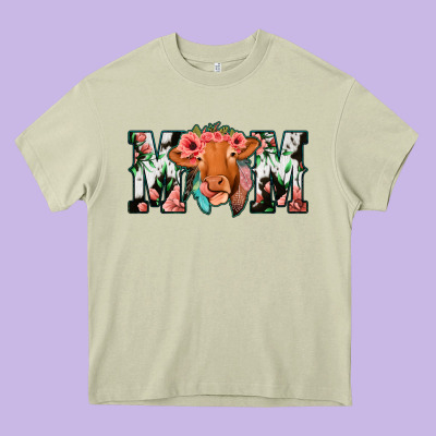 Cow Mom Heavy Core Tee Designed By Jasminsmagicworld