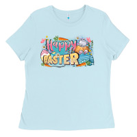 Baby Blue Happy Easter Ladies Tee - LillyAllenDesigns