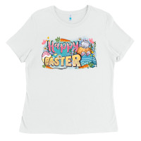 White Happy Easter Ladies Tee - LillyAllenDesigns