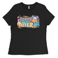 Black Happy Easter Ladies Tee - LillyAllenDesigns
