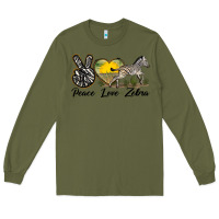 Army Green peace love zebra Long Sleeve Tee - LillyAllenDesigns