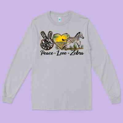 Peace Love Zebra Long Sleeve Tee Designed By Lillyallendesigns