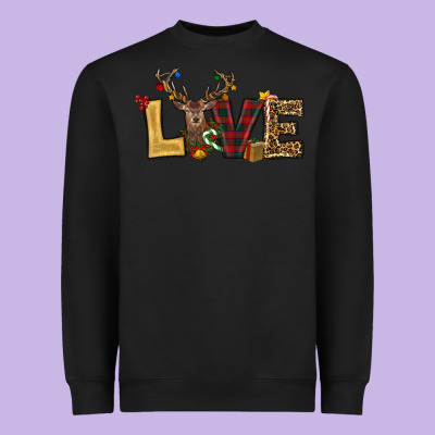 Christmas Reindeer Love Heavyweight Sweatshirt Designed By Ranaportraitstore