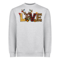Heather Grey christmas reindeer love Heavyweight Sweatshirt - RanaPortraitStore