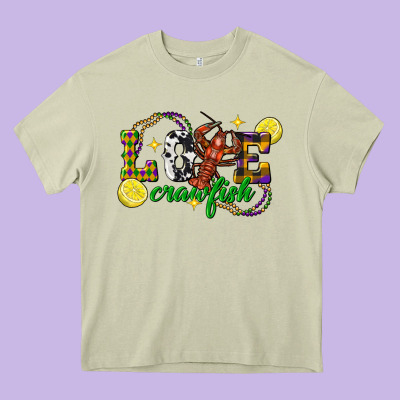 Mardi Gras Love Crawfish Heavy Core Tee Designed By Fadigitalartstudio