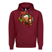 Burgundy christmas texas highland cow Zipper Hoodie - Jasminsmagicworld