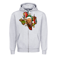 Heather Grey christmas texas highland cow Zipper Hoodie - Jasminsmagicworld