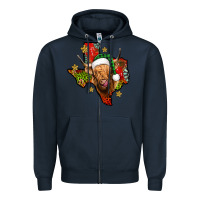 Navy christmas texas highland cow Zipper Hoodie - Jasminsmagicworld